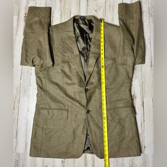 Oscar De La Renta Wool Cashmere Solid Brown Mens Blazer Sport Coat Size 44R - Picture 5 of 11
